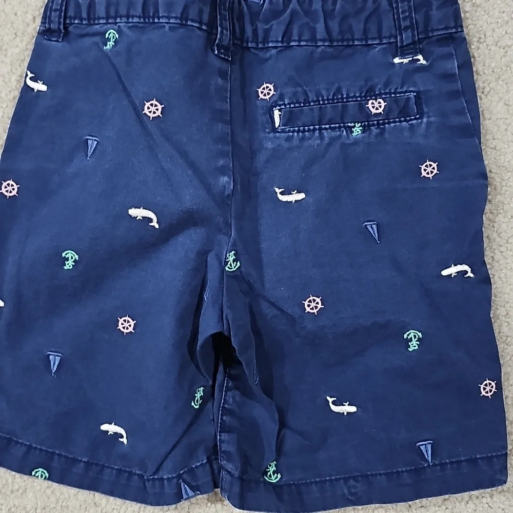 5t Navy Nautical Embrodiery Khaki Shorts